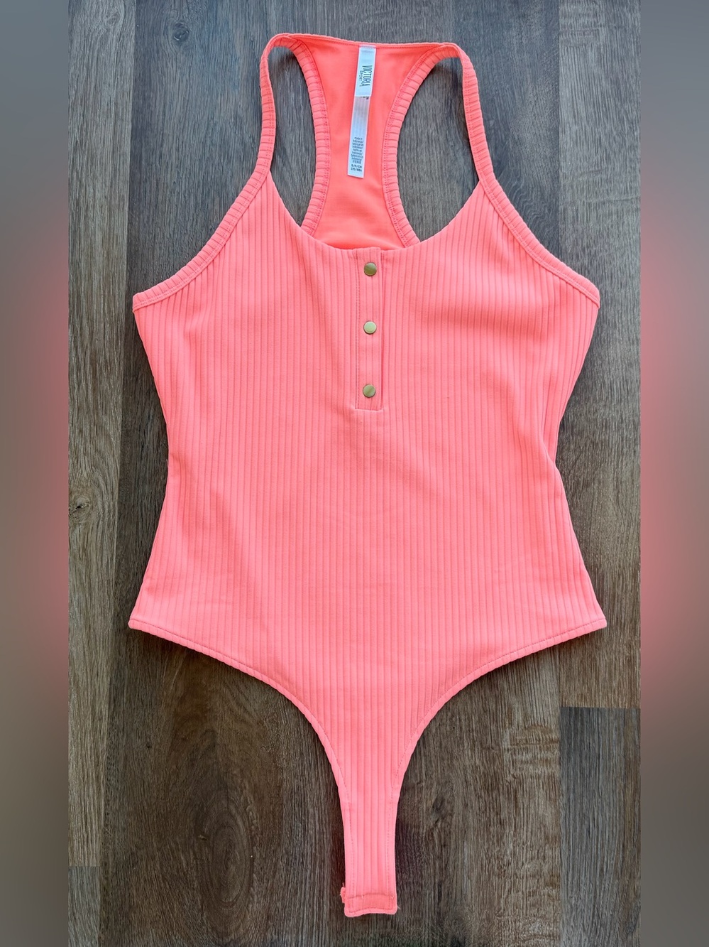 VICTORIA’S SECRET SPORT | Ribbed Henley Bodysuit | Racerback Thong | Neon